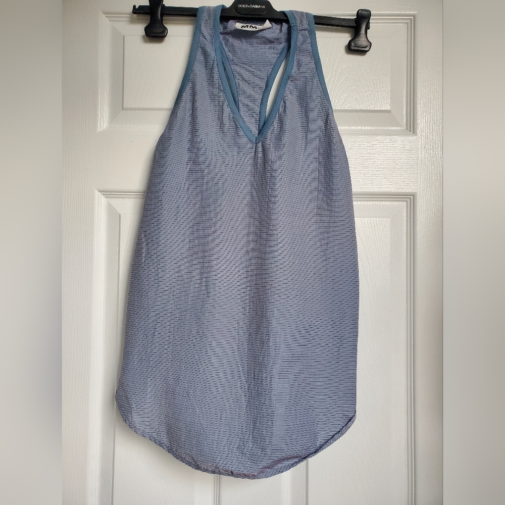 MM6 Maison Martin Margiela | Blue Striped Cotton Sleeveless Top Tunic Size 44 - Picture 3 of 10